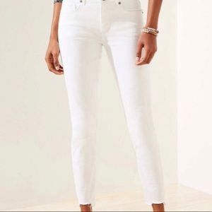 LOFT Petite Chewed Hem Skinny Crop Jeans